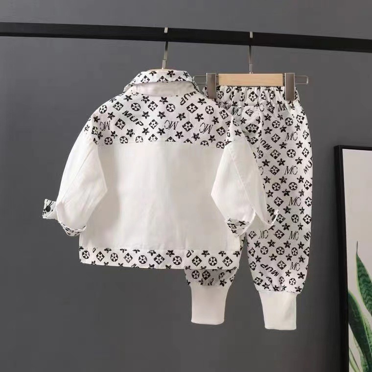 Free shipping Fashionable boy spring autumn five flower full print workwear two-piece set handsome baby trendy set children's set children's