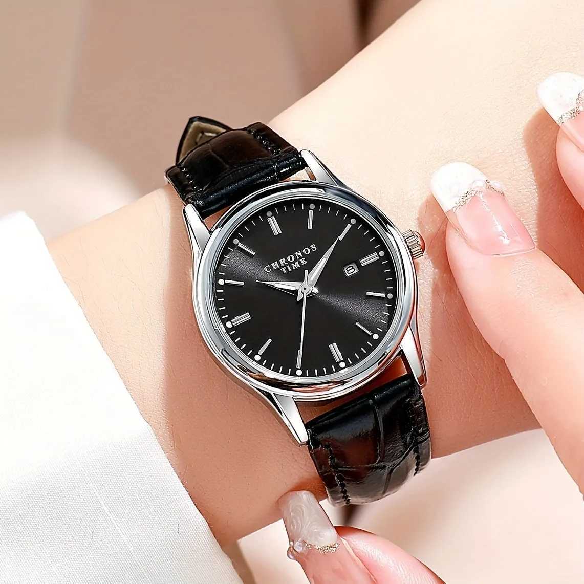 CHRONOS Womens Fashion Elegant Leather Str Calendar Quartz es for Daily Work Travel Tren Womens StudentXJ251021