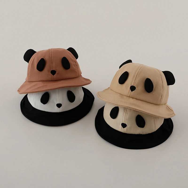 Cute Panda Basin Cap 618Months Baby Sunshade Fisherman Hat Cartoon Ear Kids Bucket Caps Cotton Breathable Children Sun Visors J251021