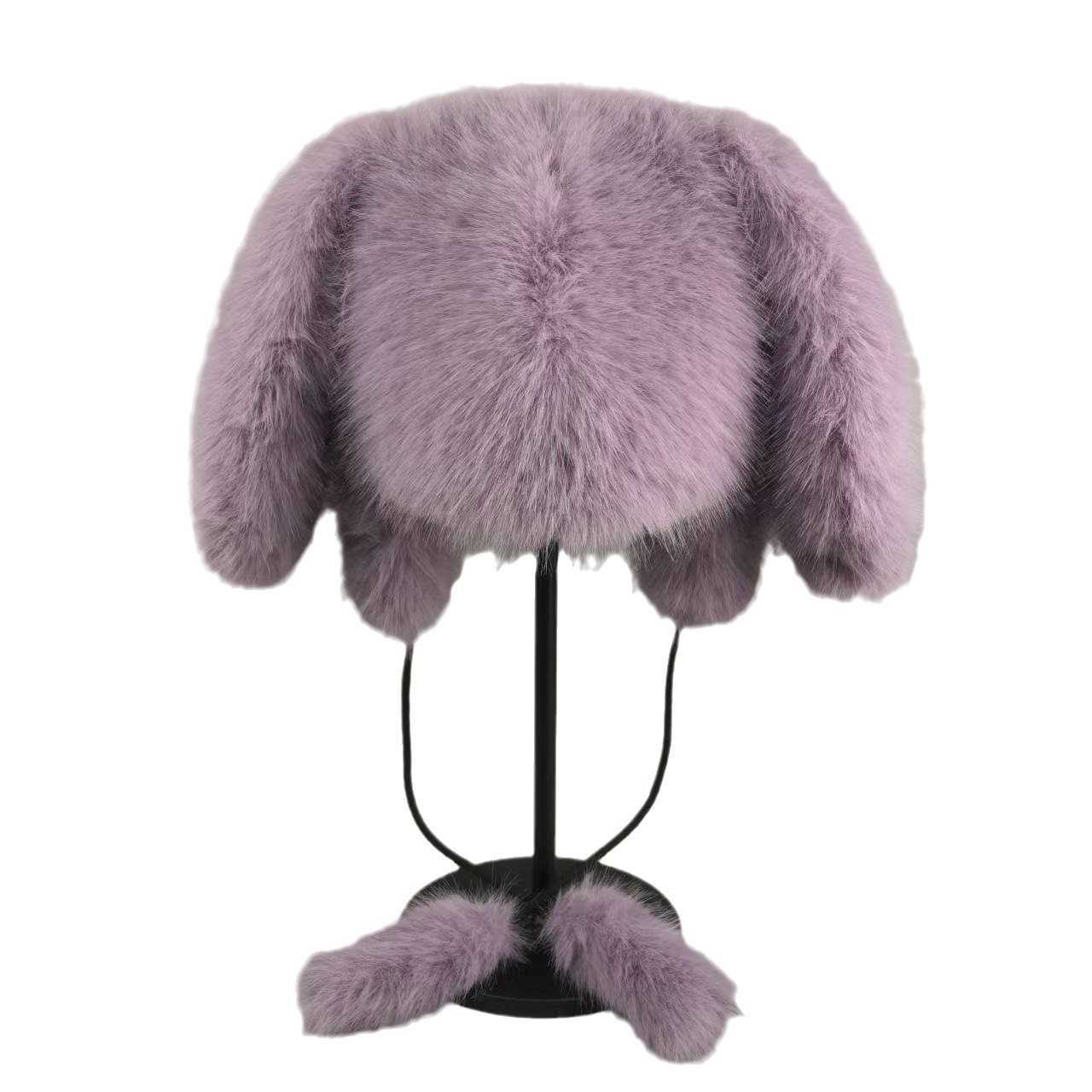 New Cute Rabbit Ear Hat for Women Winter Faux Fox Fur Warm Coldproof Ear Protection Hat Feng Hat H251020
