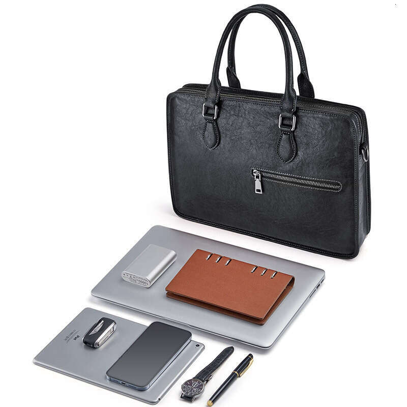 Luxury bag Briefcase New Genuine Leather Business Laptop Cowhide Handbag High end Feel Men s Bag
