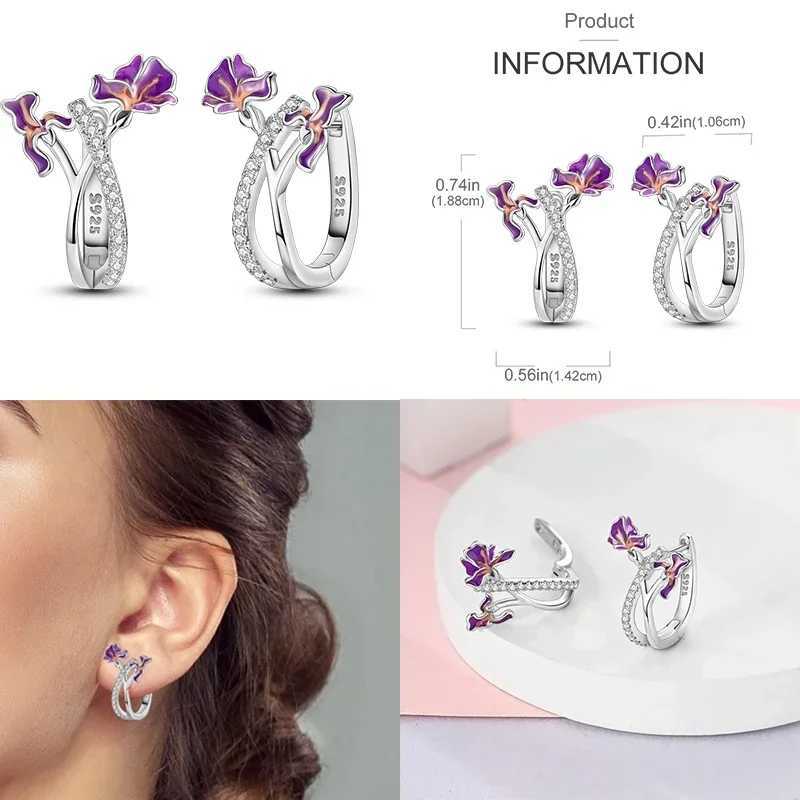 925 Sterling Silver Purple Series Feather Butterfly Dream Catcher Firefly Zircon Earrings for Women Luxury Jewelry Wedding Gift J251021