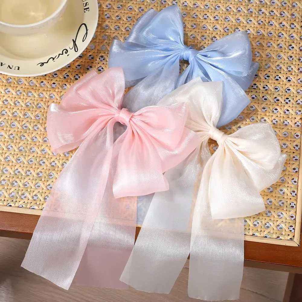1PCS Girls Blue Pink Big Bow Ribbon Hair Clip Elegant Simple Spring Summer Hair Clip Pins Retro Headband Clips Hair AccessoriesW254021