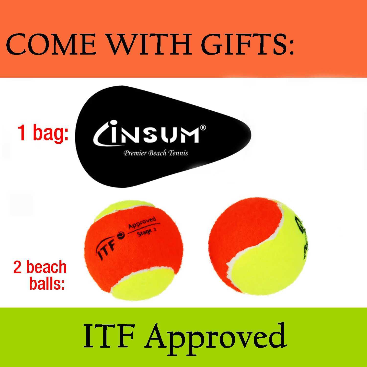 Black Basic Beach Tennis Racket 3K2KKE Carbon Fiber Grit Face For A Stable Outdoor Control Performance Suitable For Beginner W251021