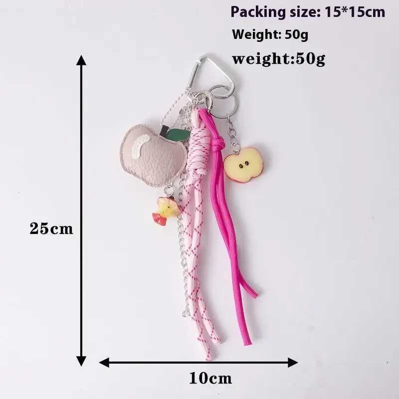 1 Piece Leather Apple Backpack Pendant DIY Decoration Creative Weaving Rope Fruit Keychain Bag Accessories W251021