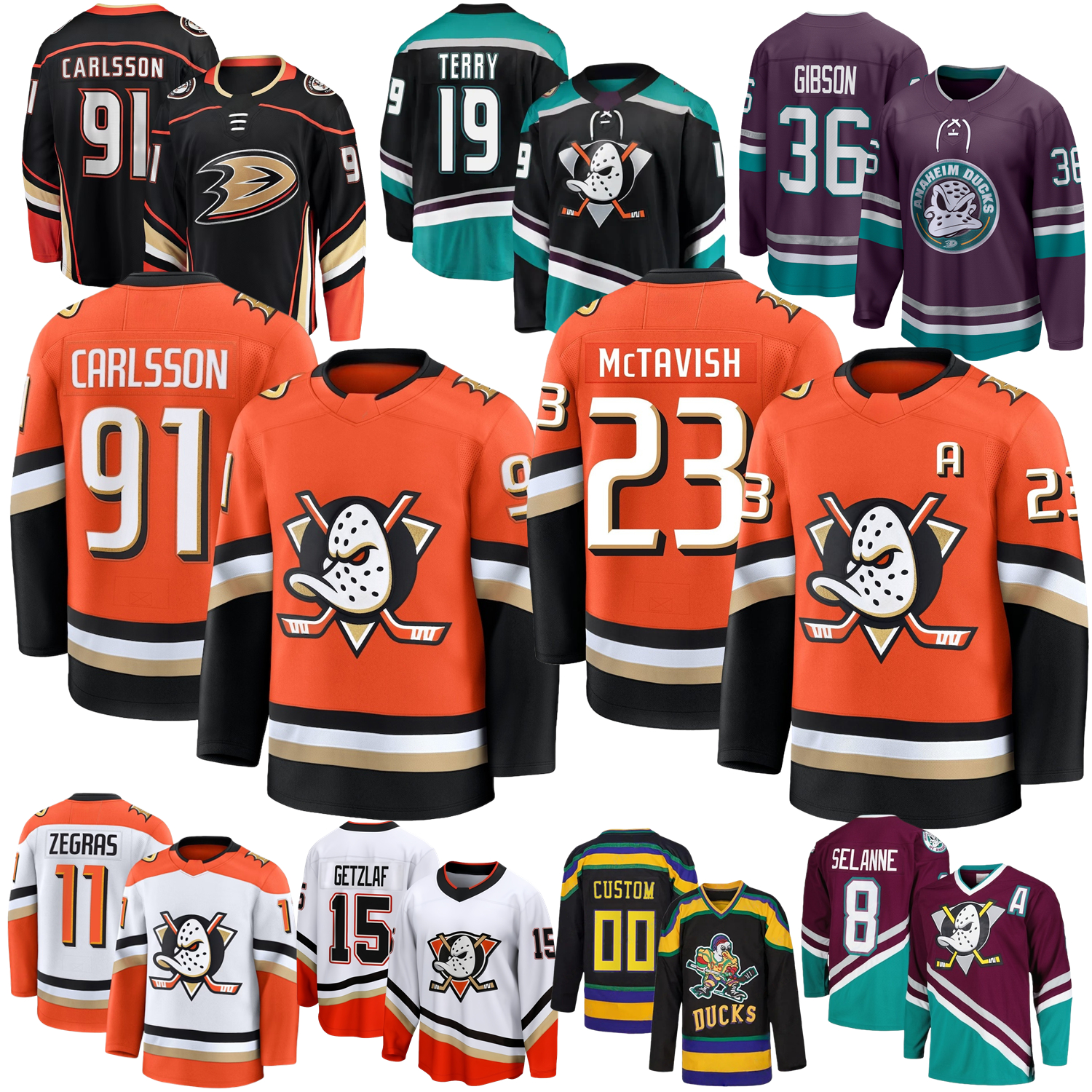 Leo Carlsson Anaheim Hockey Jersey Mason McTavish Trevor Zegras mighty Ducks Gudas Strome Cutter Gauthier Troy Terry Getzlaf Jacob Trouba Gudas Kariya Alex Killorn