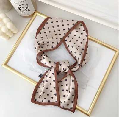 22 Fashion Dot Skinny long silk Scarf Wen Hair Tie Band Kerchi Wrist Ribbons Fashion Neck Silk Satin Bag ScarfW251021