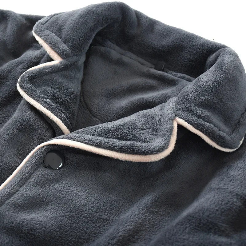 autumn and winter mens pajamas longsleeved trousers thickened warm suit home service flannel plus size twopiece suit 251021