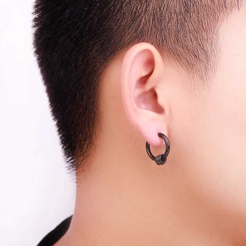 1 Piece Black Gothic Non Pierced Painless Ear Clip Earrings For Women Men Stainless Steel Fake Earrings Punk Pop Jewelry J251021