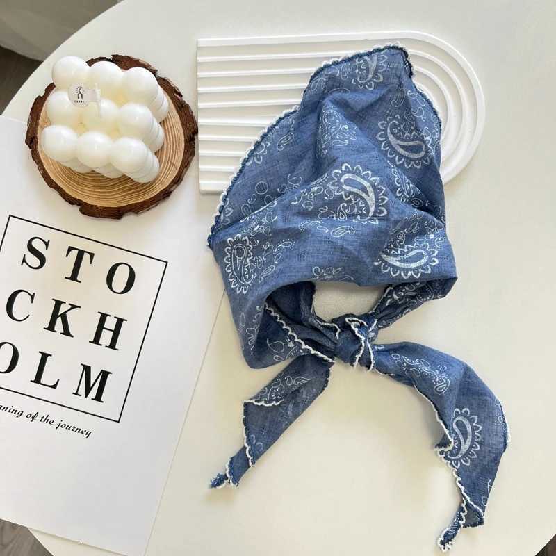 Summer Print Flower Neck Scarf Shawl Triangle Hair Head Wrap Headband Handkerchief Hair Ties Bandanas Hair Ribbon For Women W251021