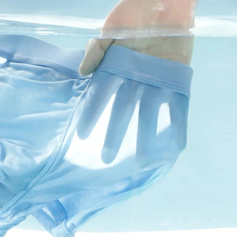 3Pack Set Summer Ice Silk Men Boxer Shorts Sexy Ultrathin Man Underwear Breathable Soft Mens Panties black Blue light gray 251021