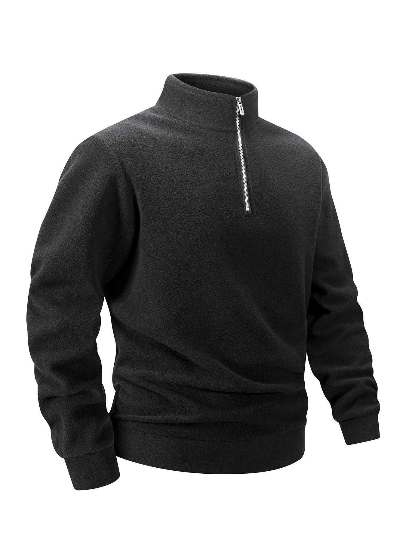 2025 Men Casual Fleece Sweatshirts Tops Men Sport Classic Stand Collar Sweatshirts Mens Quarter Zip Hoodie Basic Pullover 3XL W251021
