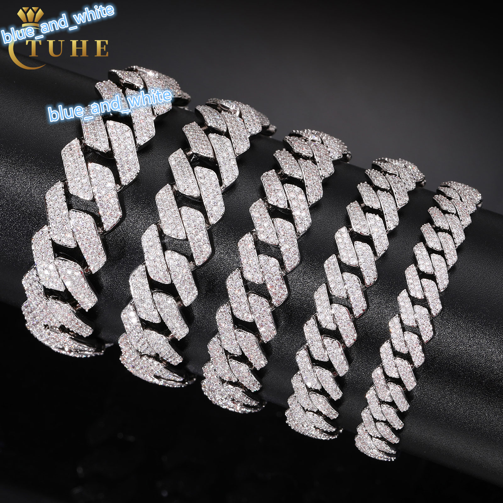 Hip Hop Jewelry Mens 6mm20mm 14K 18K Gold Plated 925 Sterling Silver VVS Moissanite Diamond Iced Out Cuban Link Chain Bracelet