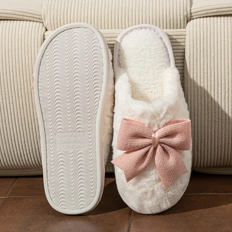 Cute Fashion Butterfly Bow Womens Slippers Winter Indoor Warmth Comfort Breathability Soft Soled Home Casual Shoes 251021