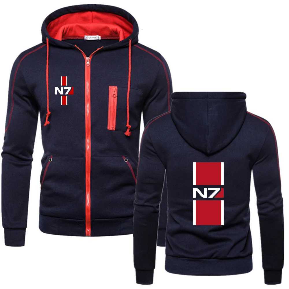 2025 Spring Autumn N7 Mass Effect Print Mens Popular Cardigan Solid Color Classic Hooded Sweatshirts Comfortable Casual Hoodies W251021