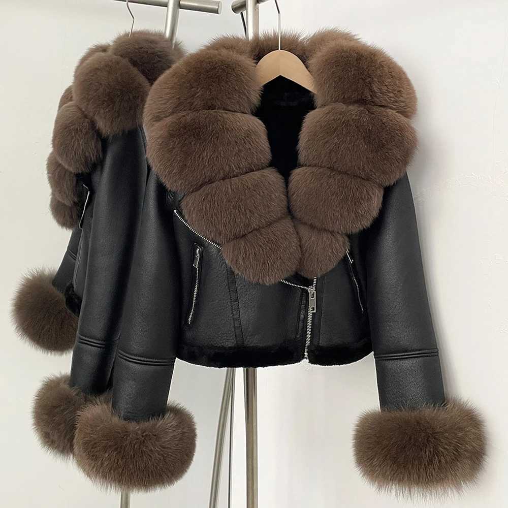 Fur Coat Winter Warm Real Fur Cuffs Clothes Women Short Faux Leather FAKe Fur Inner Jacket Thick Reality Fur Jacket Female1 Y251105