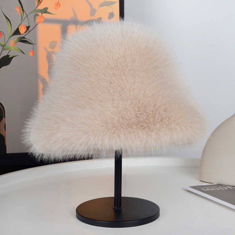 Autumn Winter New Fisherman Hat for Women Fashionable Faux Fox Fur Hat Plush Bucket Hat Thickened Coldproof Warm Fur Hat H251020