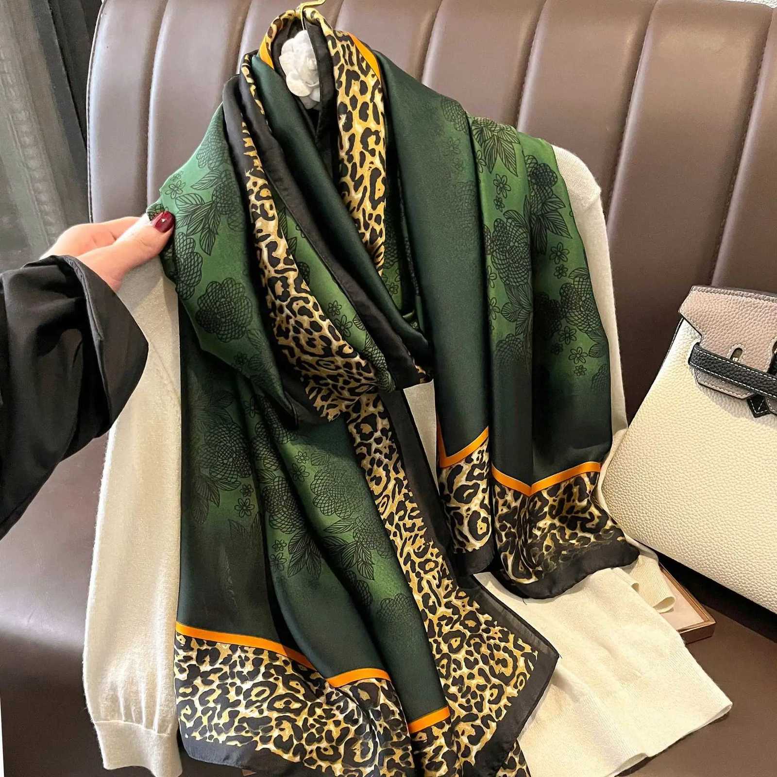 Luxury Brand Large Silk Soft Scarf Women Stylish Print Long Shawl Handkerchief Summer Elegant Travel Wrap Hot 90180cm W251021