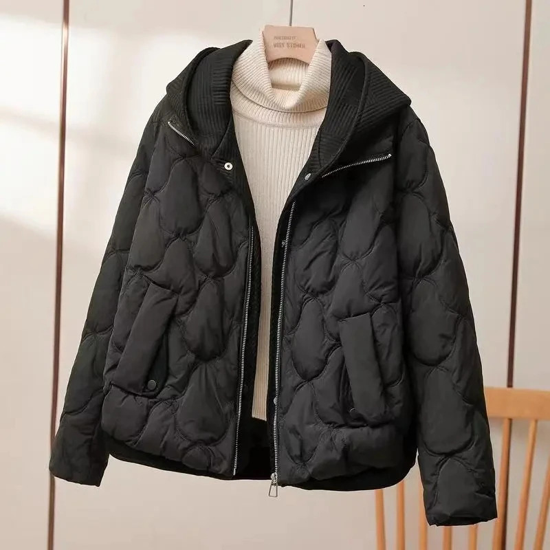 2025 Fashion Coats Korean Style Loose Cropped Coat Women Jacket Women Parkas Warm Puffer Jackets Casual Coat Winter Clothes 251021
