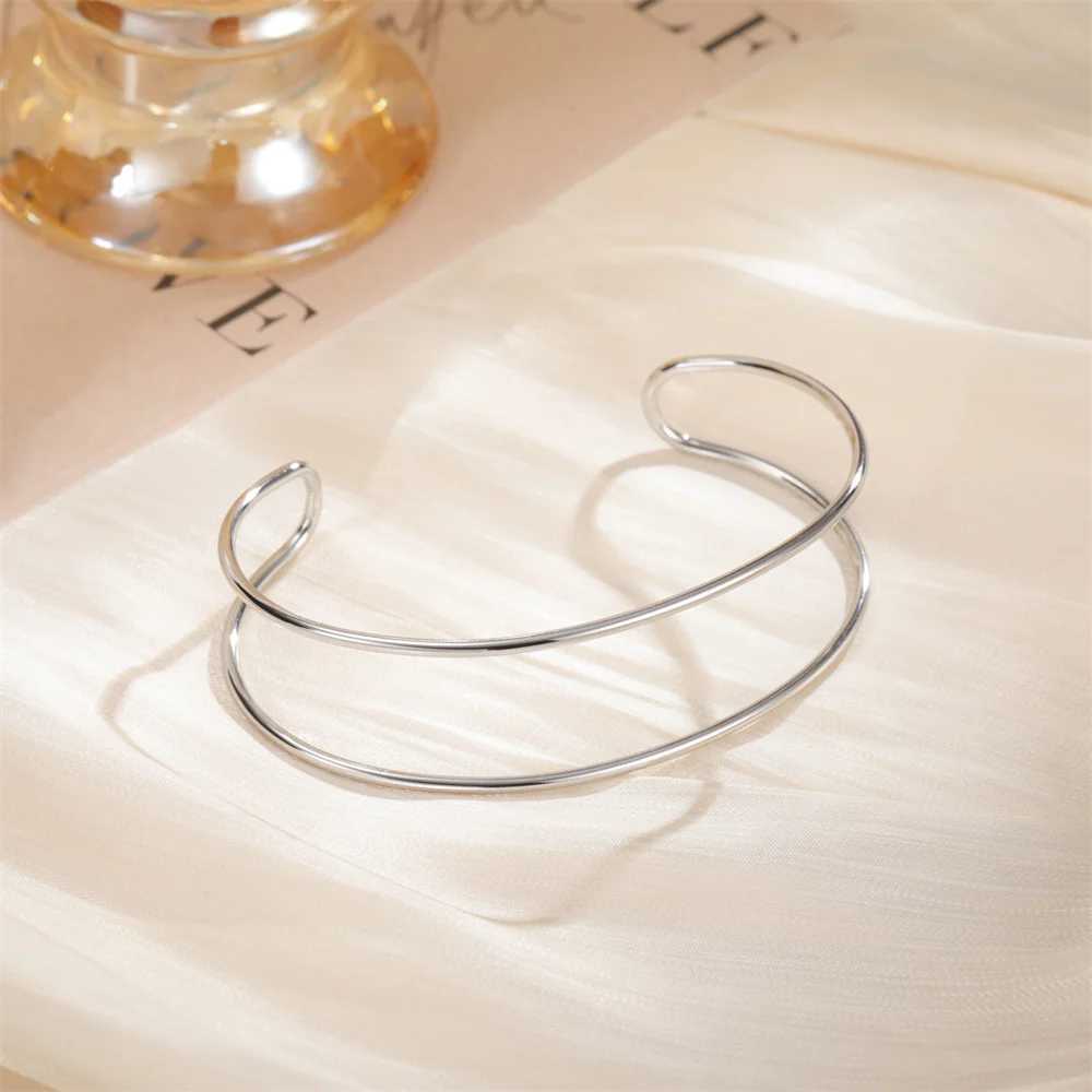Simple C Shape Bracelets for Women Stainless Steel Gold Color Adjustable Open Cuff Bangle Jewelry Double Layered Bracelet Gifts J251021
