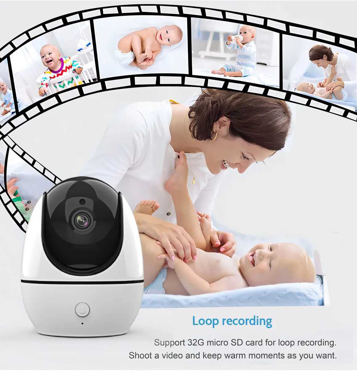 PTZ Baby Monitor 43 inch Wireless Video Night Vision Temperature Monitoring 2 Way Audio Talk Baby Nanny Security Camera J251121