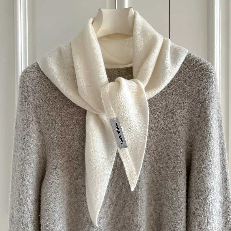 Knitted Scarf Women 100 Wool Winter Warm Scarves Bright Solid Color Design Thickened Shawl Soft Cashmere Pashmina Neck 2023 NEW W251021