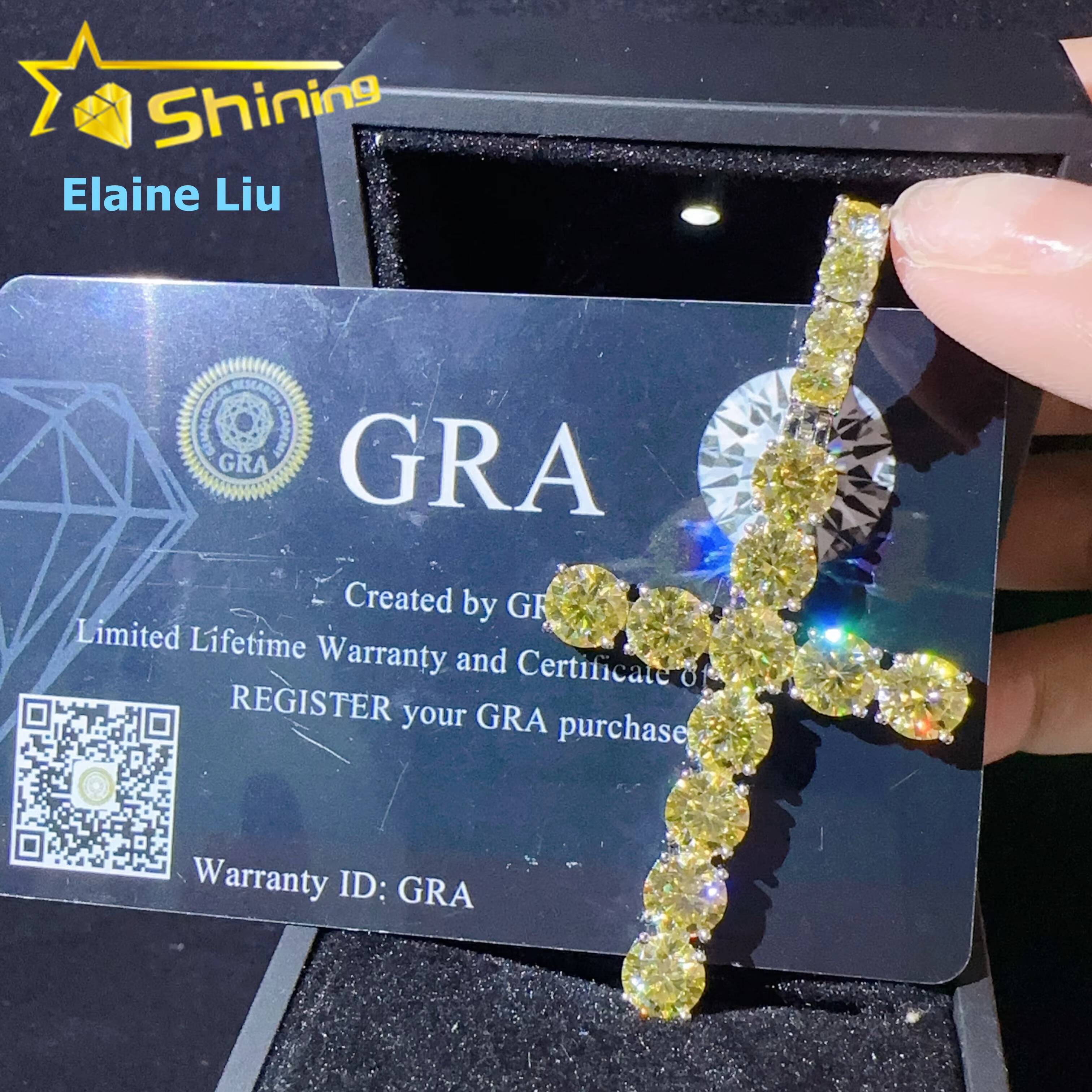 Fine Jewelry Hip Hop Sterling Silver 925 Iced Out Custom Photo Custom Pendant VVS Moissanite Diamond Cross Pendant