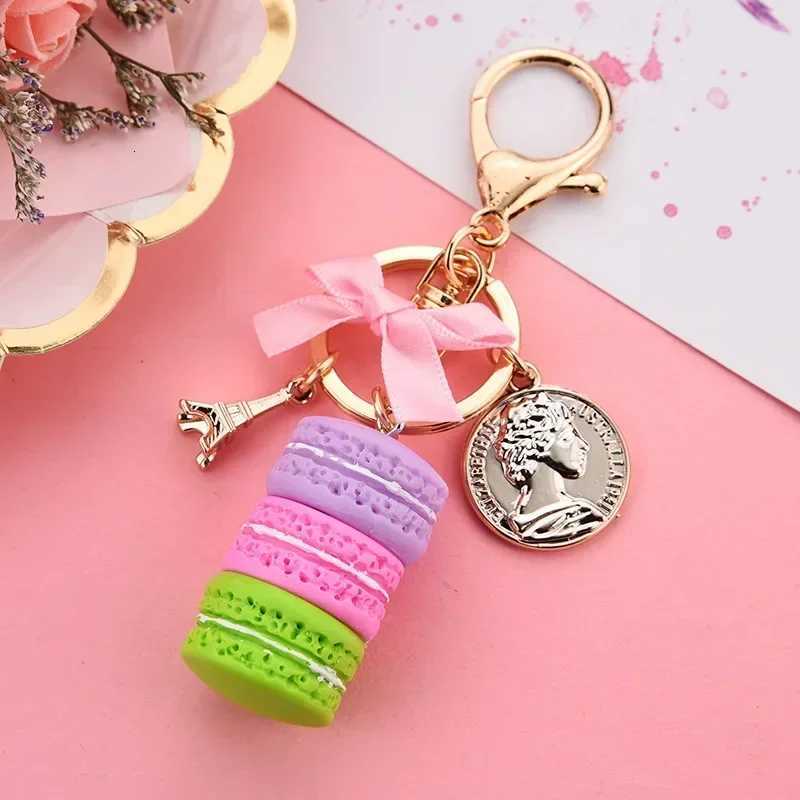 Women New Macaroon Cake Keychain PU Love Alloy Leaf Key Chain Charm Bag Pendant Key Ring Best Party Gift Jewelry S133 W251021