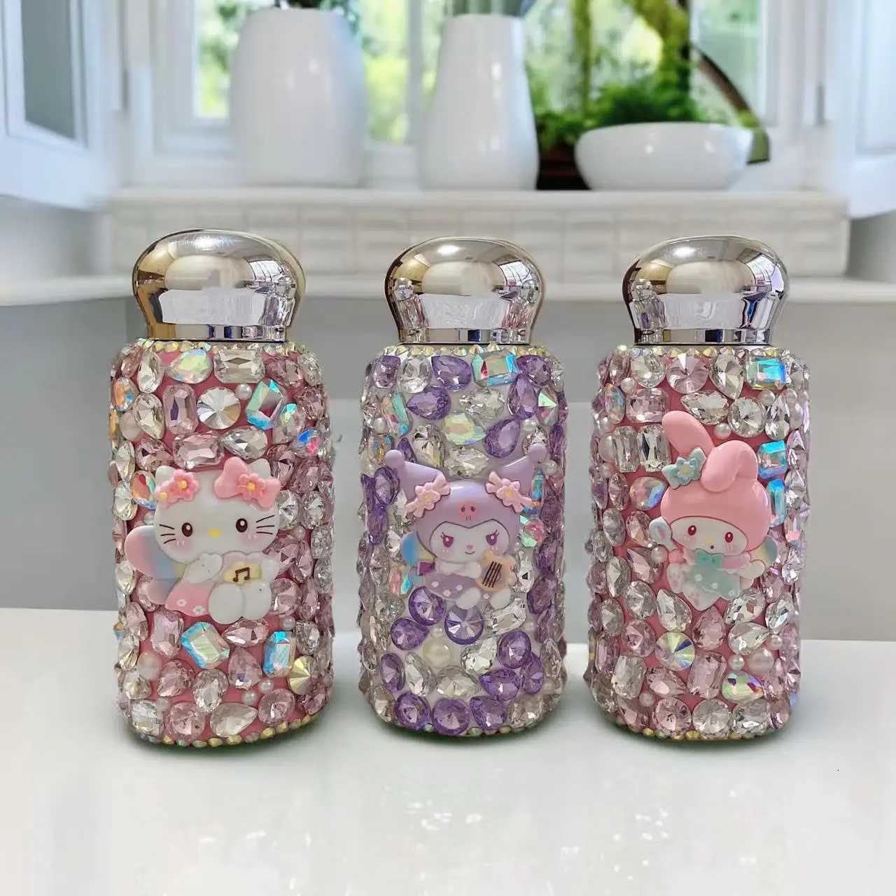 Portable Travel Vacuum Water Bottle Mini Pocket Cup Sparkling Rhinestone Stainless Steel Insated Cup With g Y251021