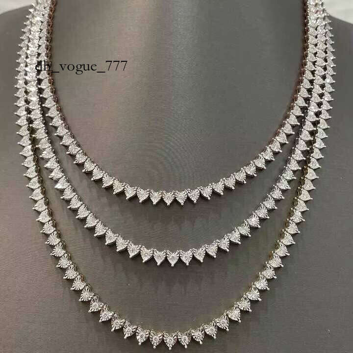 VVS Tennis Ice Heart Necklace Sier Hip-Hop Style Men's Boutique Chain Silicon Stone Jewelry