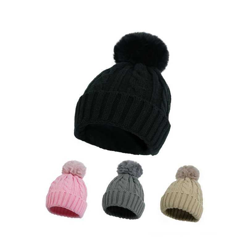 New Solid Color Knitted Hat with Braided Fashionable Winter Warm Adult Hat H251020