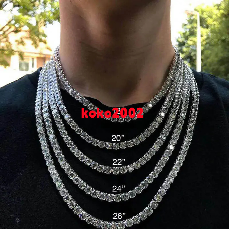 Luxury Shining Fine Custom Real Solid Gold Plated S925 Silver VVS Diamond 3 4 5 65mm Diamond Tennis Chain for Women Men Hip Hop