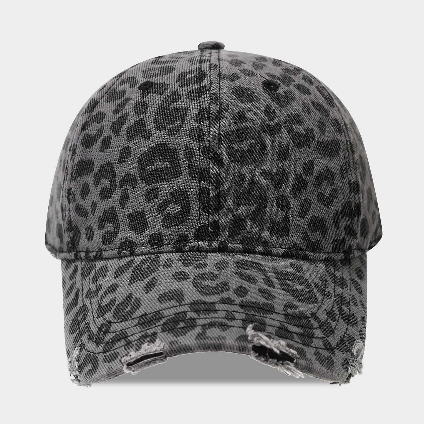 Leopard Print Trendy Baseball Cap Unisex Fashion Personality Distressed Versatile Trendy Duckbill Cap Spring Autumn Style H251020