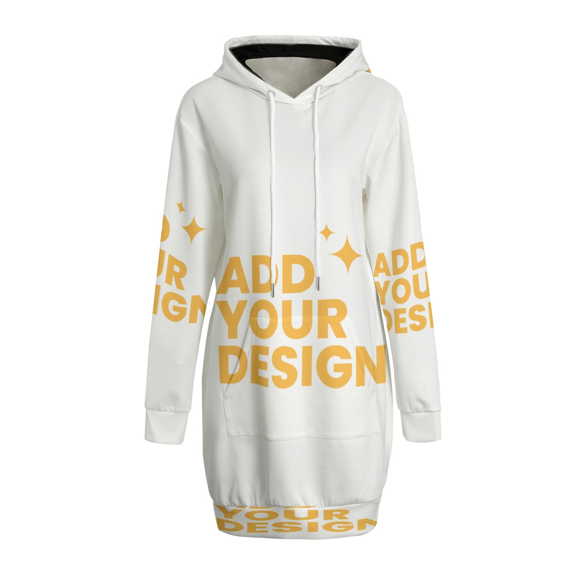 DHgatepod Women's Longline Hooded Sweatshirt Dress - All-Over Print Poly-Cotton Blend Tunic with Kangaroo Pocket