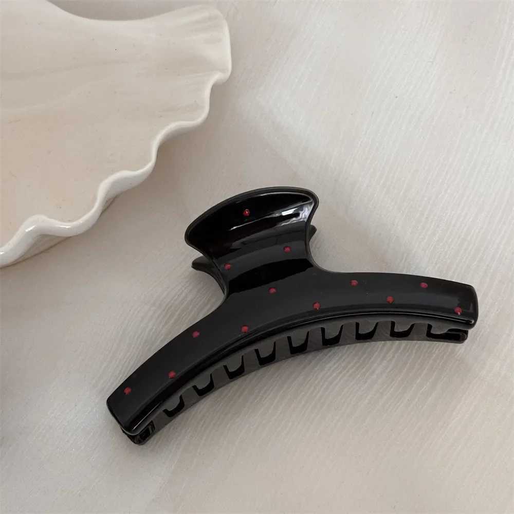 2pcs Women Vintage Red Polka Dot Ribbon Bow Shark Clip Hairpin Hair Claw Crab Barrettes Elegant Headwear Hair Accessories GiftW254021