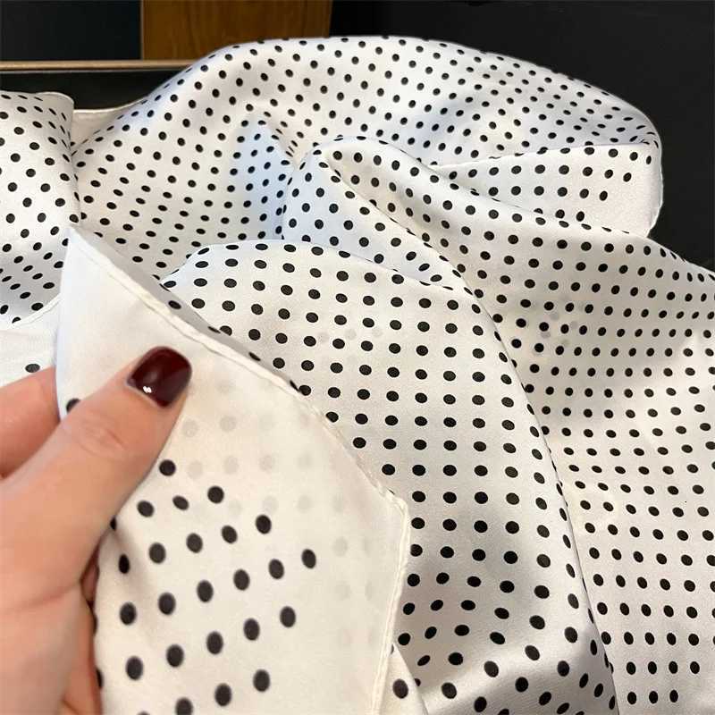 Luxury Polka Dot Print Shawl Square Scarf for Women Satin Wraps Neckerchief Female Hair Bands Ribbon Headband Bandana 70X70CM W251021