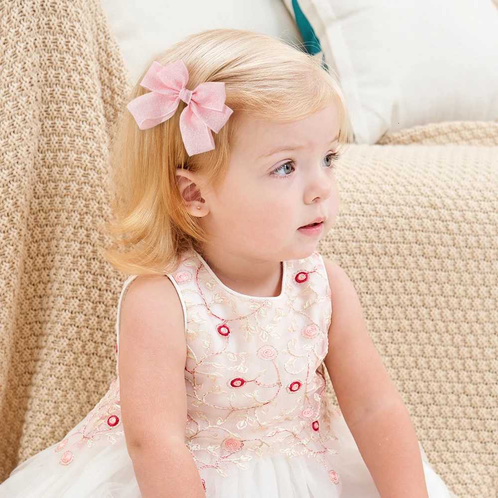 2pcsset Cute Lace Bows Hair Clips for Girls Sweet Solid Color Gauze Clip Soft Hairpins Pink Princess Kids Hair AccessoriesW254021