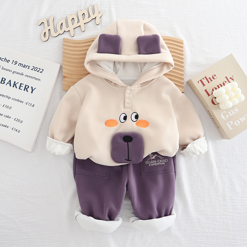 Kids Clothing Sets Cozy Girls Autumn Set 2025, Soft Fleece-Lined Hoodie and Pants 2-Piece, Adorable Outfit for Toddler Girls Free Shipping