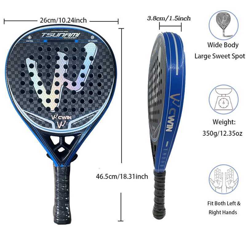 2K CWIN TSUNAMI Paddle Racket Adult Prefessional Carbon Fiber Soft EVA Face Tennis Paddle Racquet Racket with Padle Bag Cover W251021