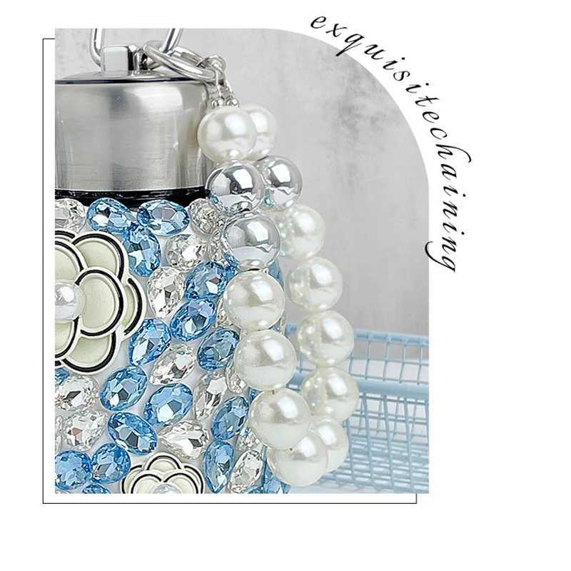 Luxury Rhinestone Insated Cup Portable Large Belly Cup Stainless Steel Pearl Handheld Water Bottle lia Sinensis Thermoses Y251021