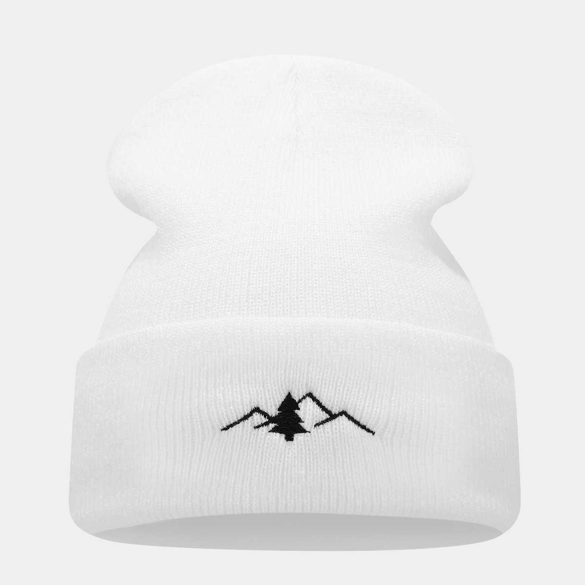 New Mountain Peak Embroidery Outdoor Knitted Cold Hat Couple Autumn Winter Warm Ear Protection Knitted Hat H251020