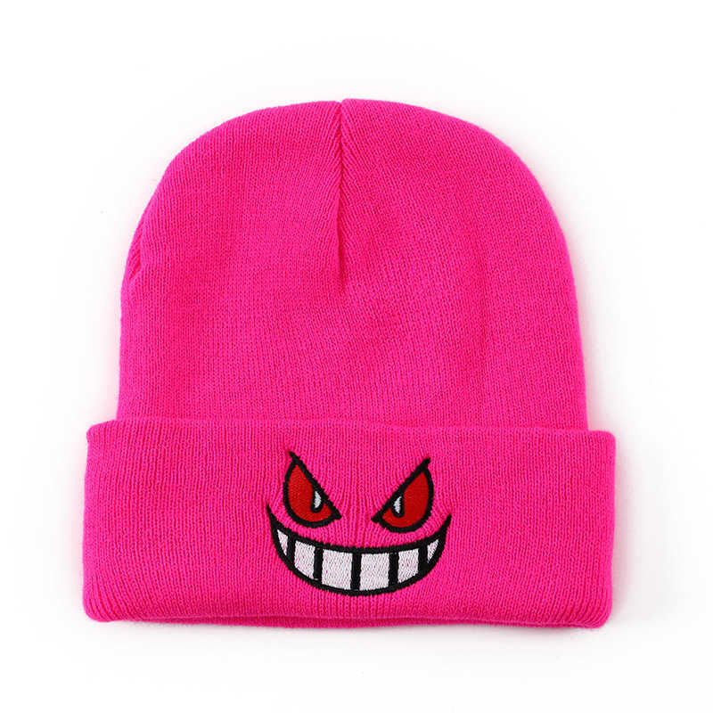 New Embroidered Knitted Hat Cartoon Gengar Creative Knitted Hat Autumn Winter Warm Ear Protection Breathable Cold Hat H251020