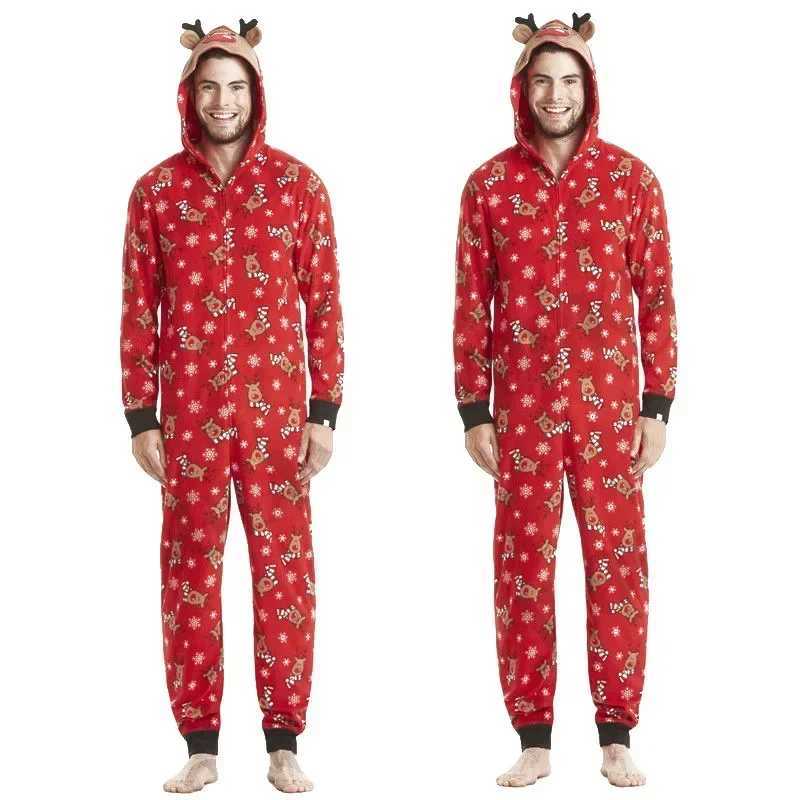 Christmas Family Matching Onesie Elk Print Cute Soft Jumpsuit Mom Dad Kids Clothing Sets Hooded Zipper Overall Xmas Look Pyjamas L251021FZ92