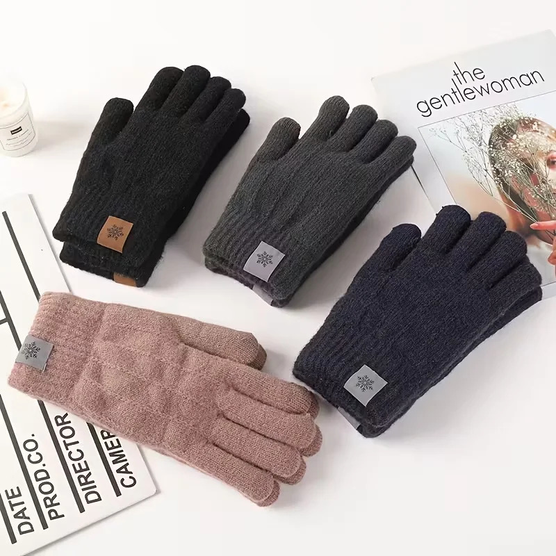 Protection From Cold Knitted Gloves Double layer Touchscreen Winter Gloves Warm Outdoor Windproof Skiing Snow Mittens Driving 251020