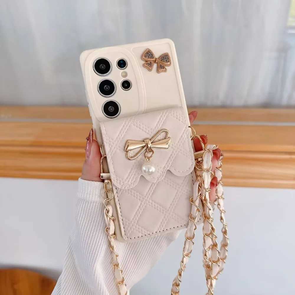 3D Bowknot Crossbody Card Holder Wallet Phone Case For Galaxy S25 Ultra S24 S23 S21 S20 FE S22 Plus Note 20 Soft Cover J251114