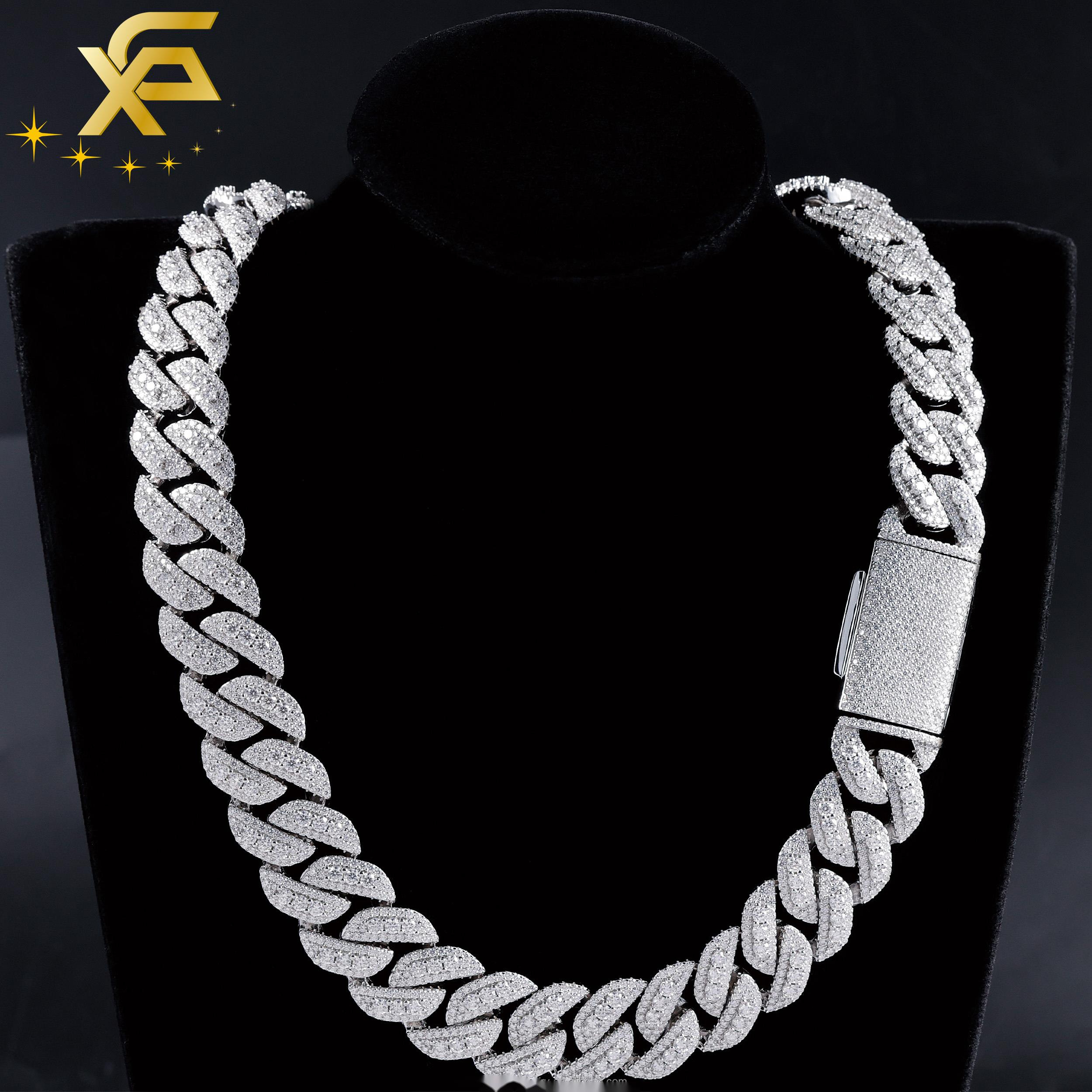 1520mm Wide VVS Moissanite Diamond Necklace Bracelet 925 Solid Silver Gold Moissanite Cuban Link Chain with GRA Certificate