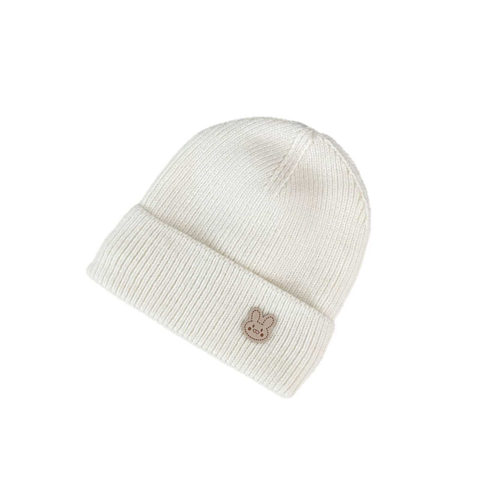 Style Cute Rabbit Label Knitted Hat for Women Fleecelined Thickened Wool Hat with Letter Label Unisex H251020