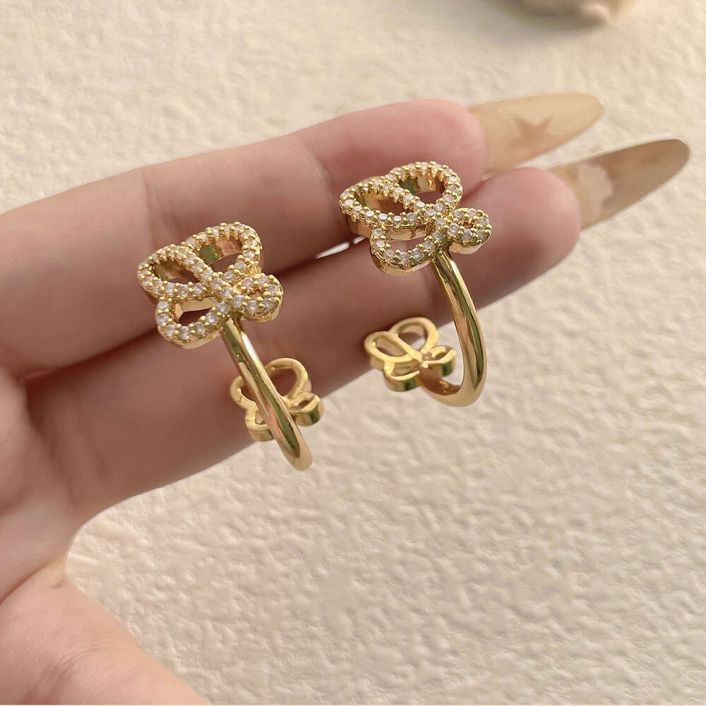 Luojia New Style Hollow Full Dia Letter Earrings Women's Ear Jewelry Brass Accessories