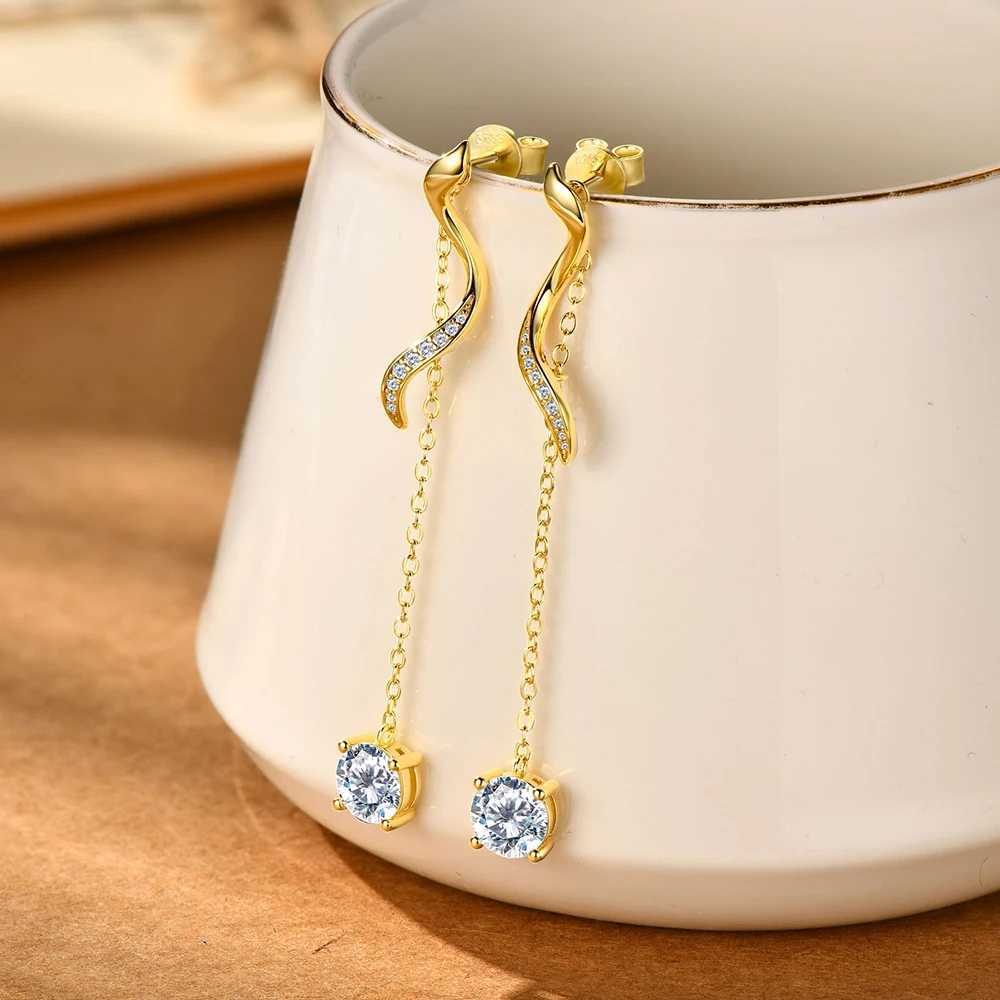 Sweetrain 1CT Moissanite Drop Earrings S925 Sterling Silver Long Tassel Dangle Earring for Women Wedding Jewelry Gifts with GRA J251021