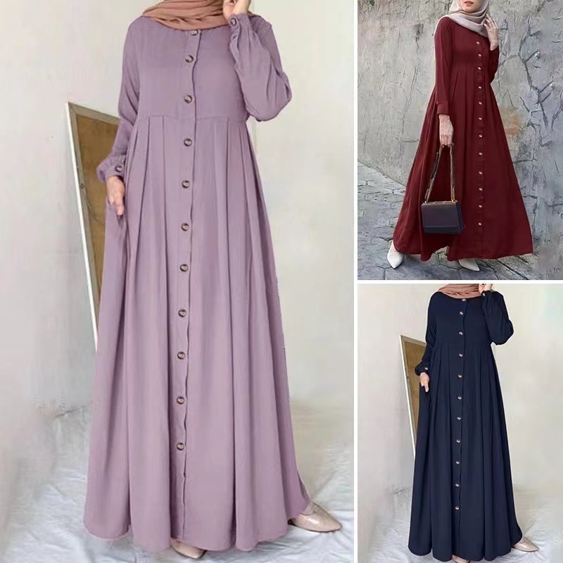U1021Spring and autumn long skirt plus size women's loose temperament commuting long robe dress